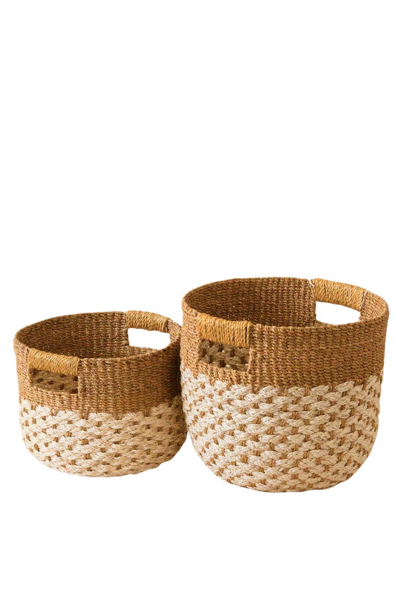 Round Bottom Basket, Set of 2, Main, color, Golden Brown