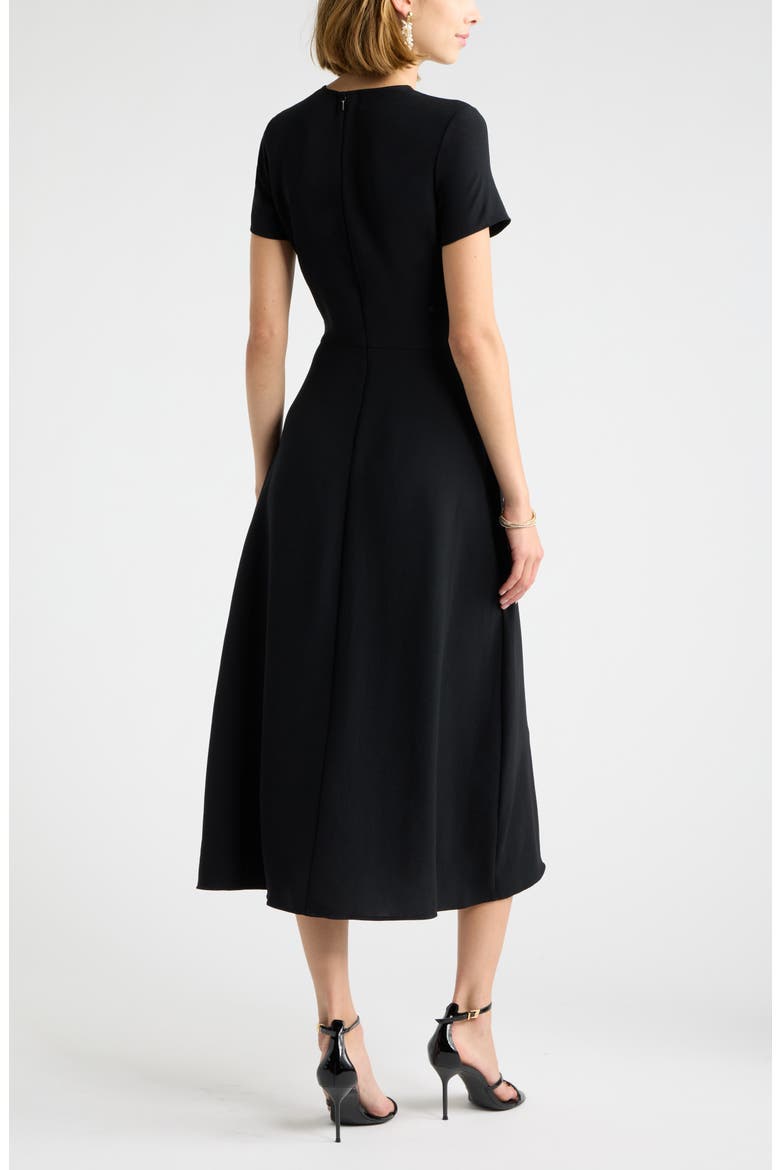 Ruched Front Midi Dress, Alternate, color, BLACK