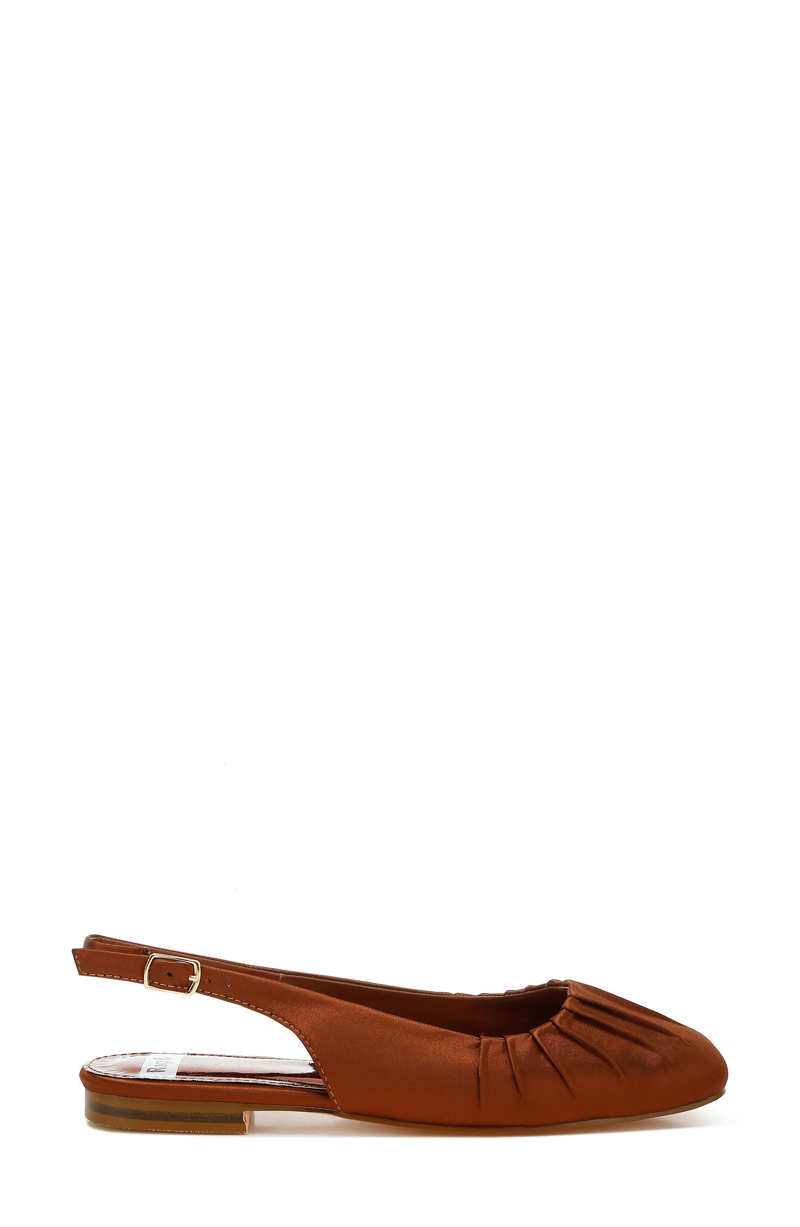 Cheeni Satin Slingback Flat, Alternate, color, BROWN