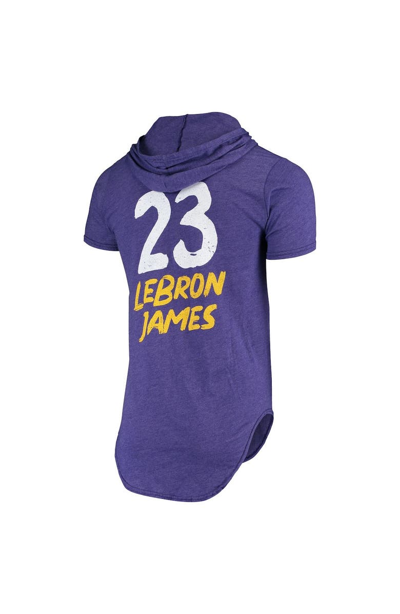 FANATICS Men's Fanatics Branded LeBron James Heathered Purple Los Angeles Lakers Hoodie Tri-Blend T-Shirt, Alternate, color,