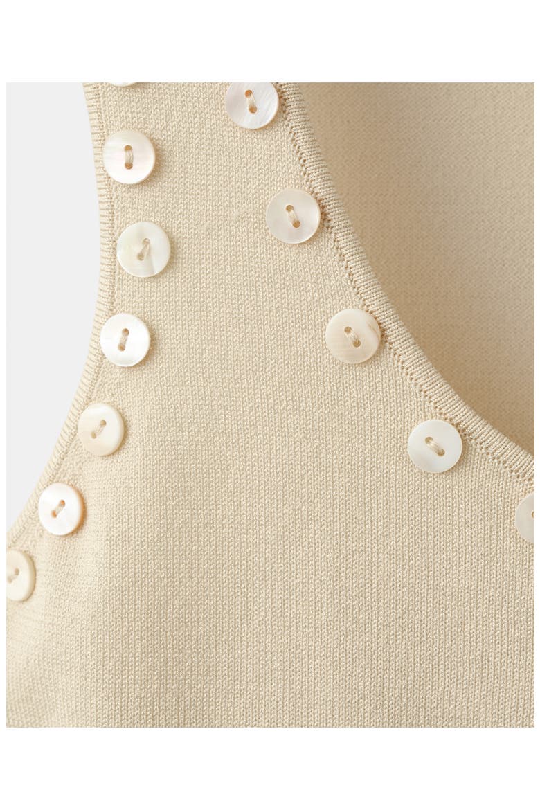 Button Trim Tank, Alternate, color, ECRU