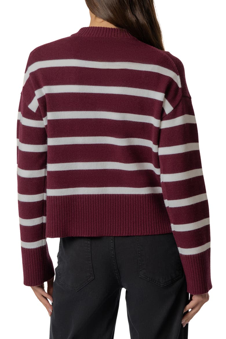 Sam Stripe Crewneck Sweater, Alternate, color, BORDEAUX/ IVORY