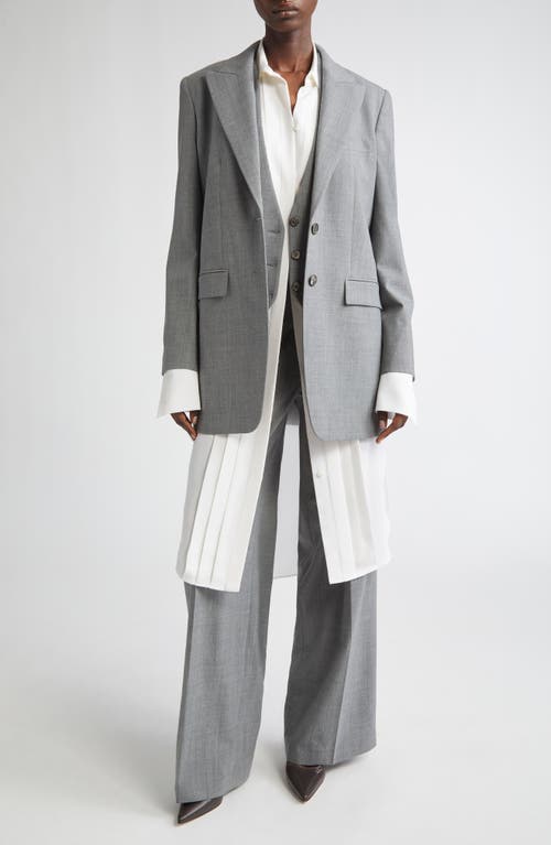Michael Kors Collection Stretch Virgin Wool Boyfriend Blazer In Gray