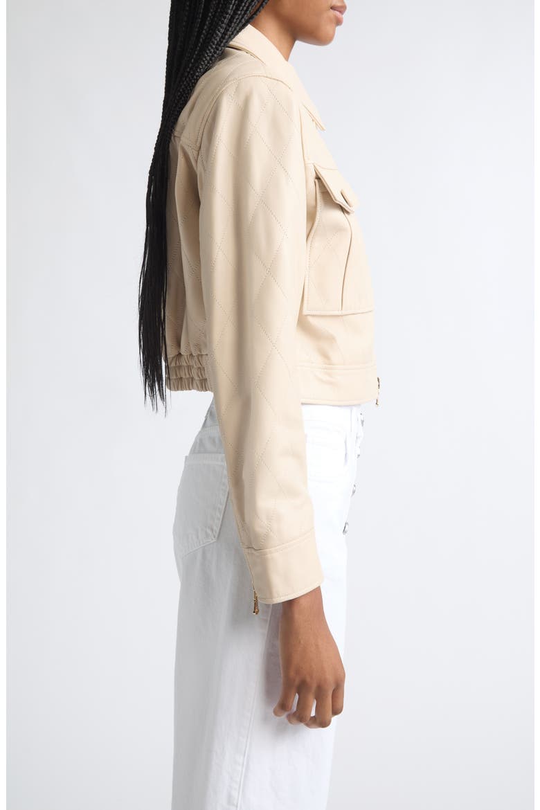 Micah Quilted Leather Crop Jacket, Alternate, color, BISCUIT