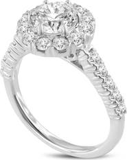 LuvMyJewelry Seraphine 14K White Gold Round Cut Lab Grown Diamond Halo Engagement Ring - 2 Ct
