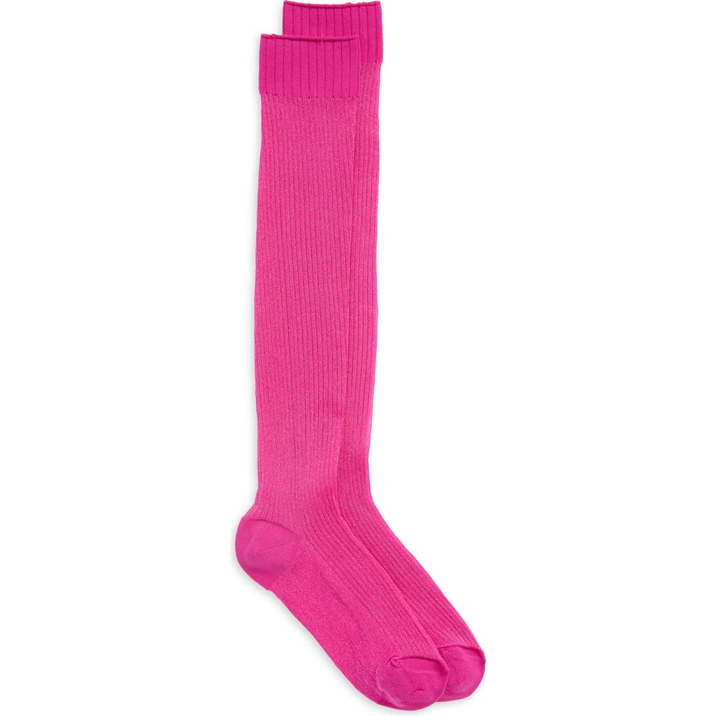 Nordstrom Sparkle Sheer Rib Knee Socks In Pink