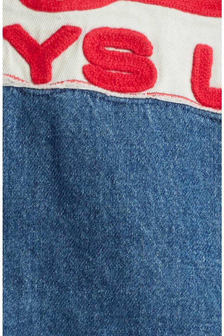 Stitch Me Up Denim Jacket, Alternate, color, BLUE