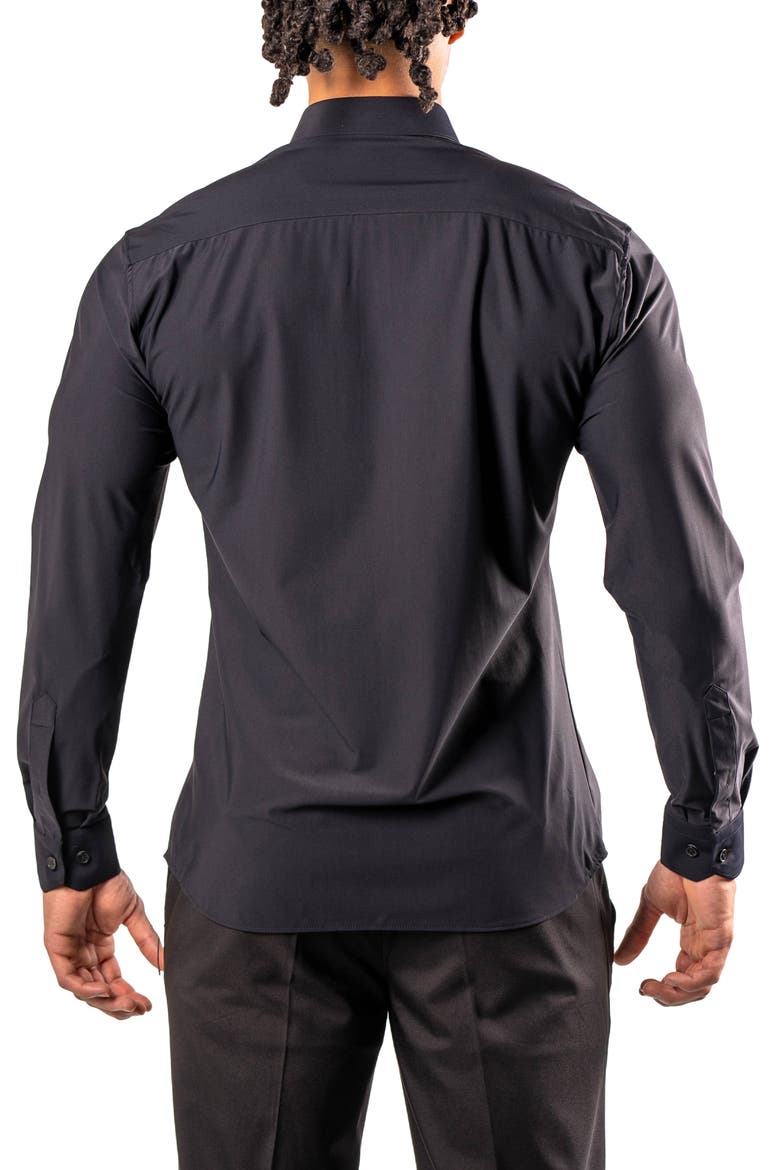 Fibonacci Stretcheuroblack Cotton Blend Button-Up Shirt, Alternate, color, BLACK