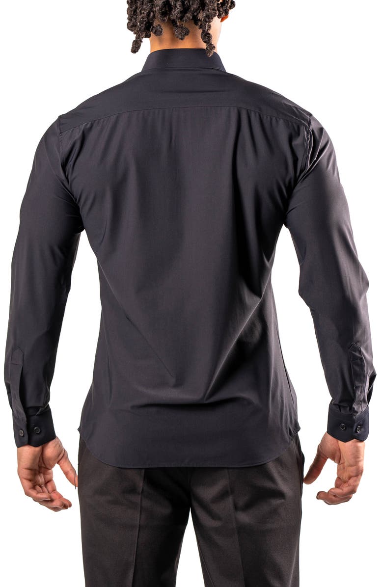 Maceoo Fibonacci Stretcheuroblack Cotton Blend Button-Up Shirt, Alternate, color, Black
