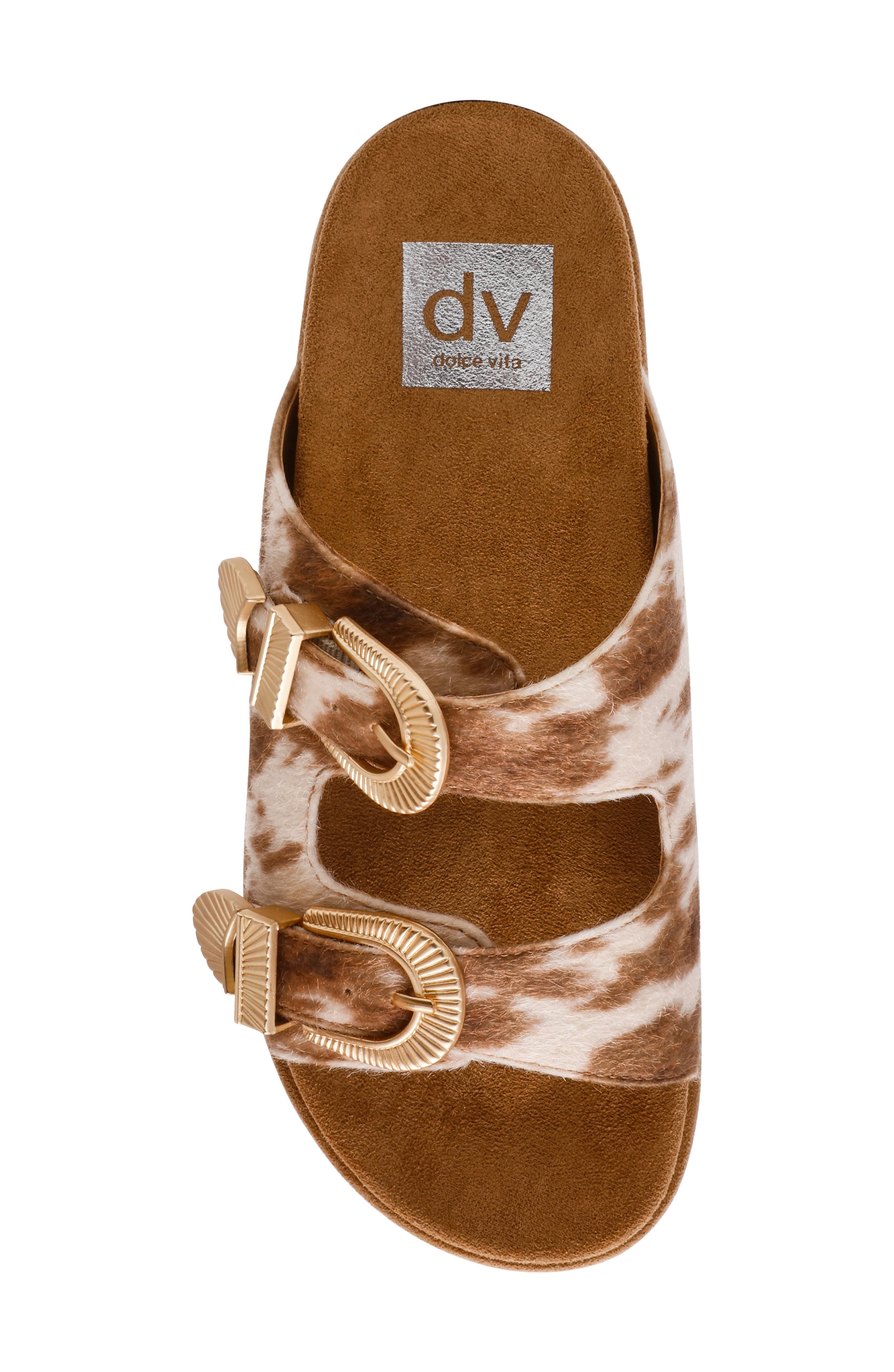 Percy Slide Sandal, Alternate, color, COW FAUX CALF HAIR