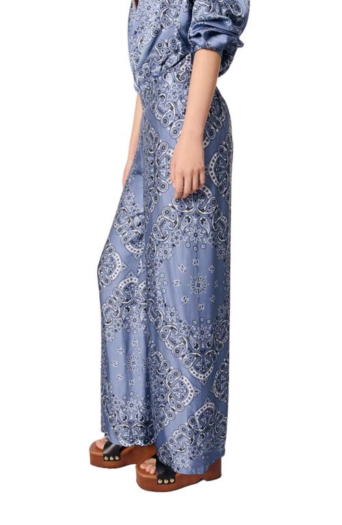 Shop Maje Flowing Patterned Bandana Print Pants In Blue Bandana Print