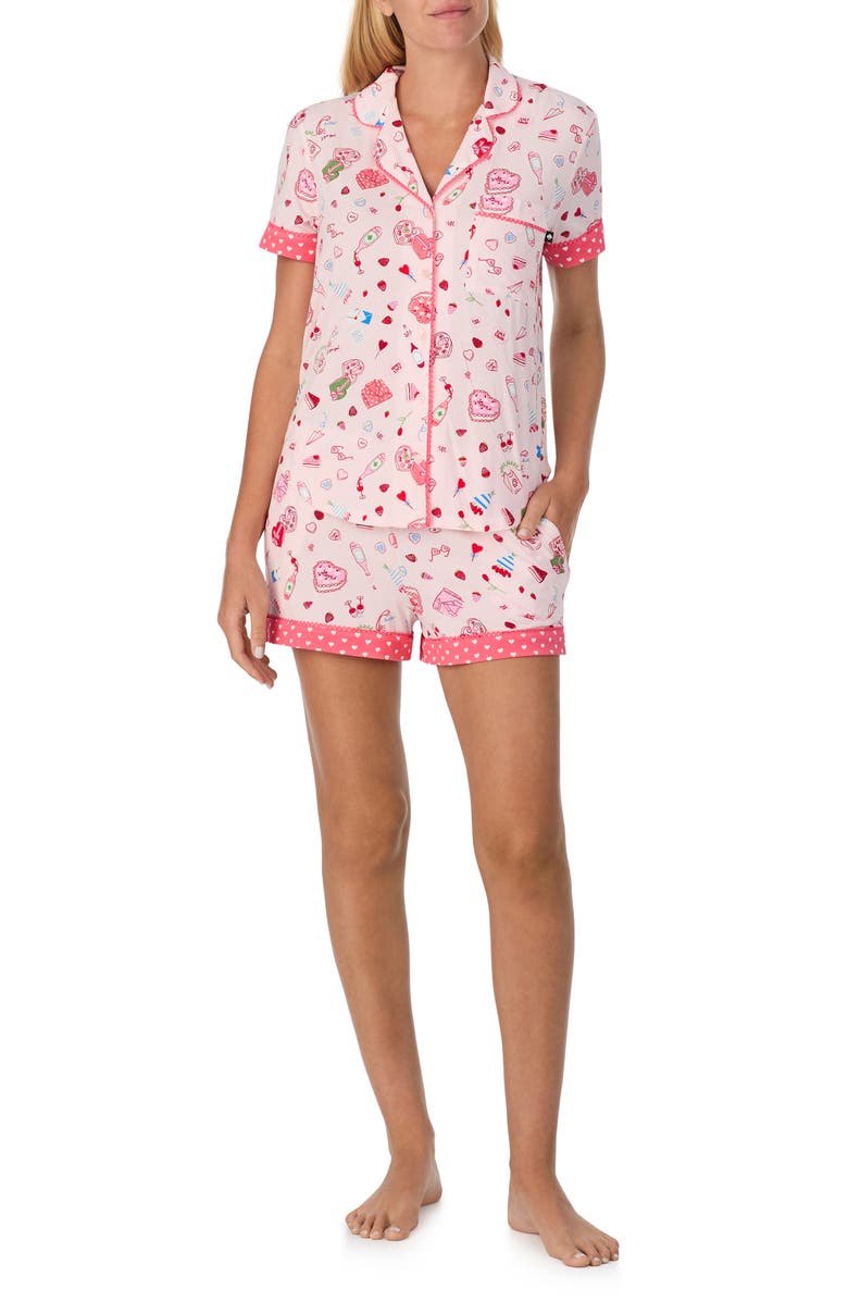 Kate Spade New York print short pajamas, Main, color, Pink Print