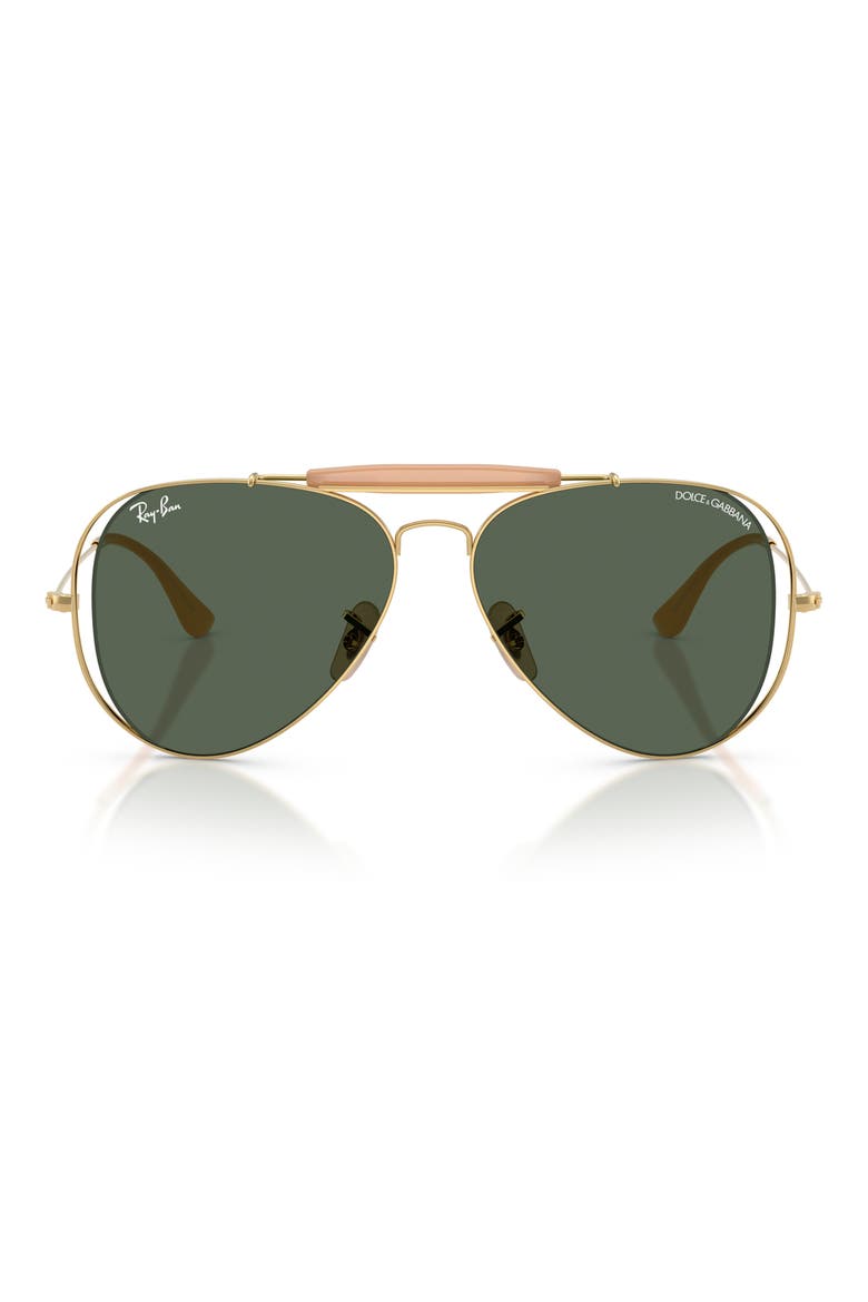 53mm Outdoorsman II Pilot Sunglasses, Main, color, ARISTA / DARK GREEN