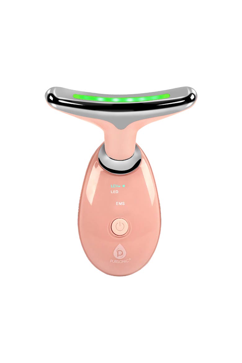 7-in-1 LED Light Therapy Beauty Device - Red Light Therapy Face & Neck Sculpting Wand, Main, color, Pink