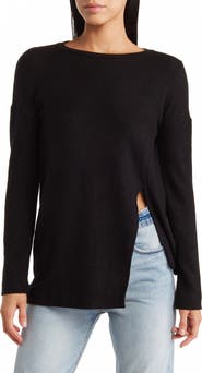 GO COUTURE Long Sleeve Asymmetric Hem Top