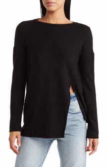 GO COUTURE Long Sleeve Asymmetric Hem Top
