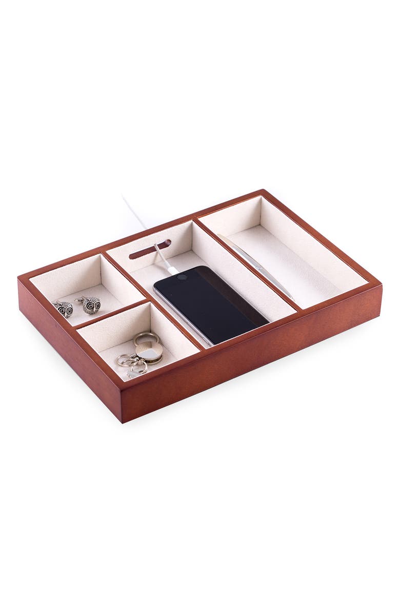 Bey-Berk Cherry Wood Open Valet, Alternate, color, Brown