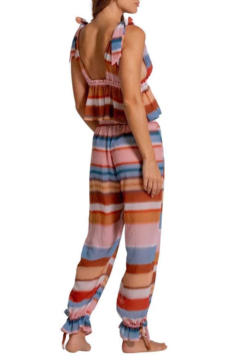 Ruffle Semisheer Crop Peplum Cover-Up Top, Alternate, color, MULTI