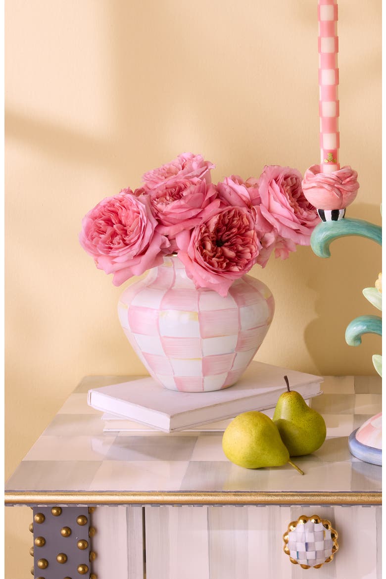 Rosy Check Large Enameled Steel Vase, Alternate, color, ROSY