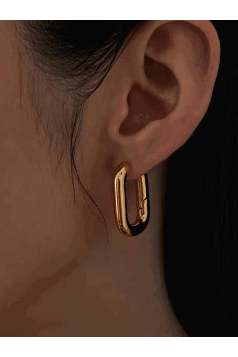 Lurienne Rectangle Hoop Earrings  Sleek & Stylish, Alternate, color, Gold