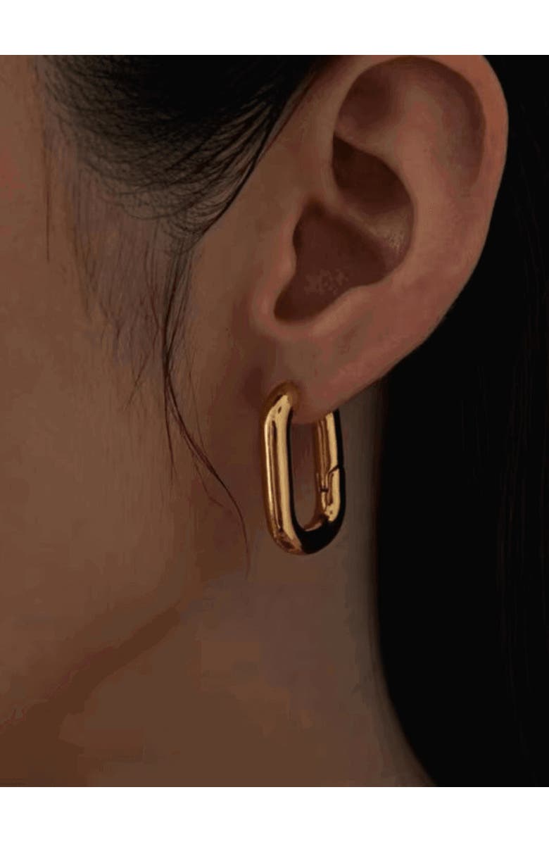DLORIA Lurienne Rectangle Hoop Earrings  Sleek & Stylish, Alternate, color, Gold