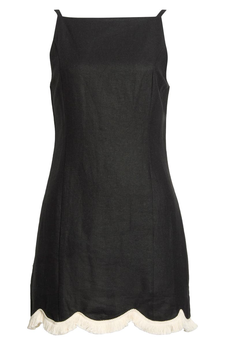 WAYF Encore Fray Scallop Hem Minidress, Main, color, Black