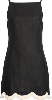 WAYF Encore Fray Scallop Hem Minidress