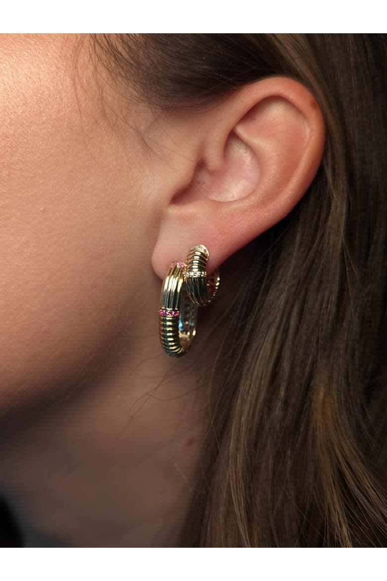 Found Ribbed Oval Hoop Earring, Alternate, color, Diamond-Gold