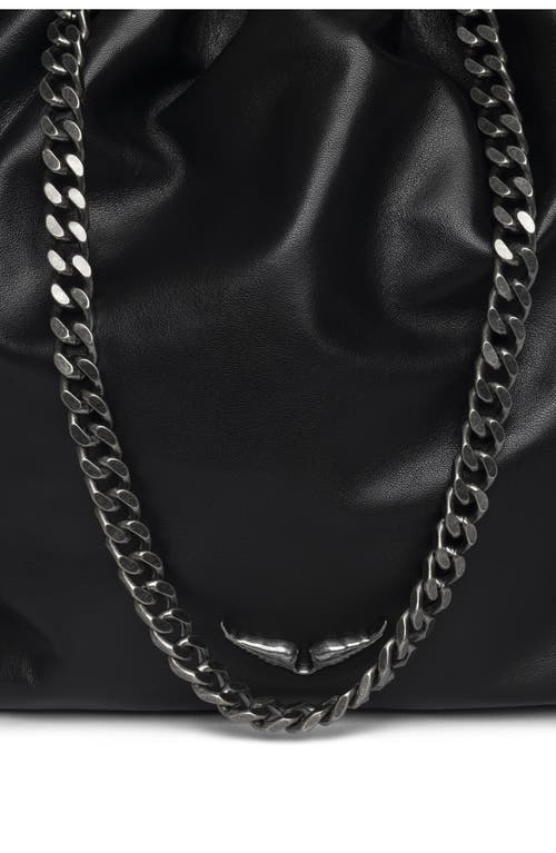 Zadig & Voltaire Rock Today Smooth Lambskin Leather Bucket Bag In Black
