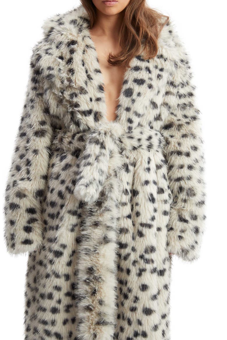 Dorothea Leopard Print Faux Fur Coat, Alternate, color, SNOW LEOPARD