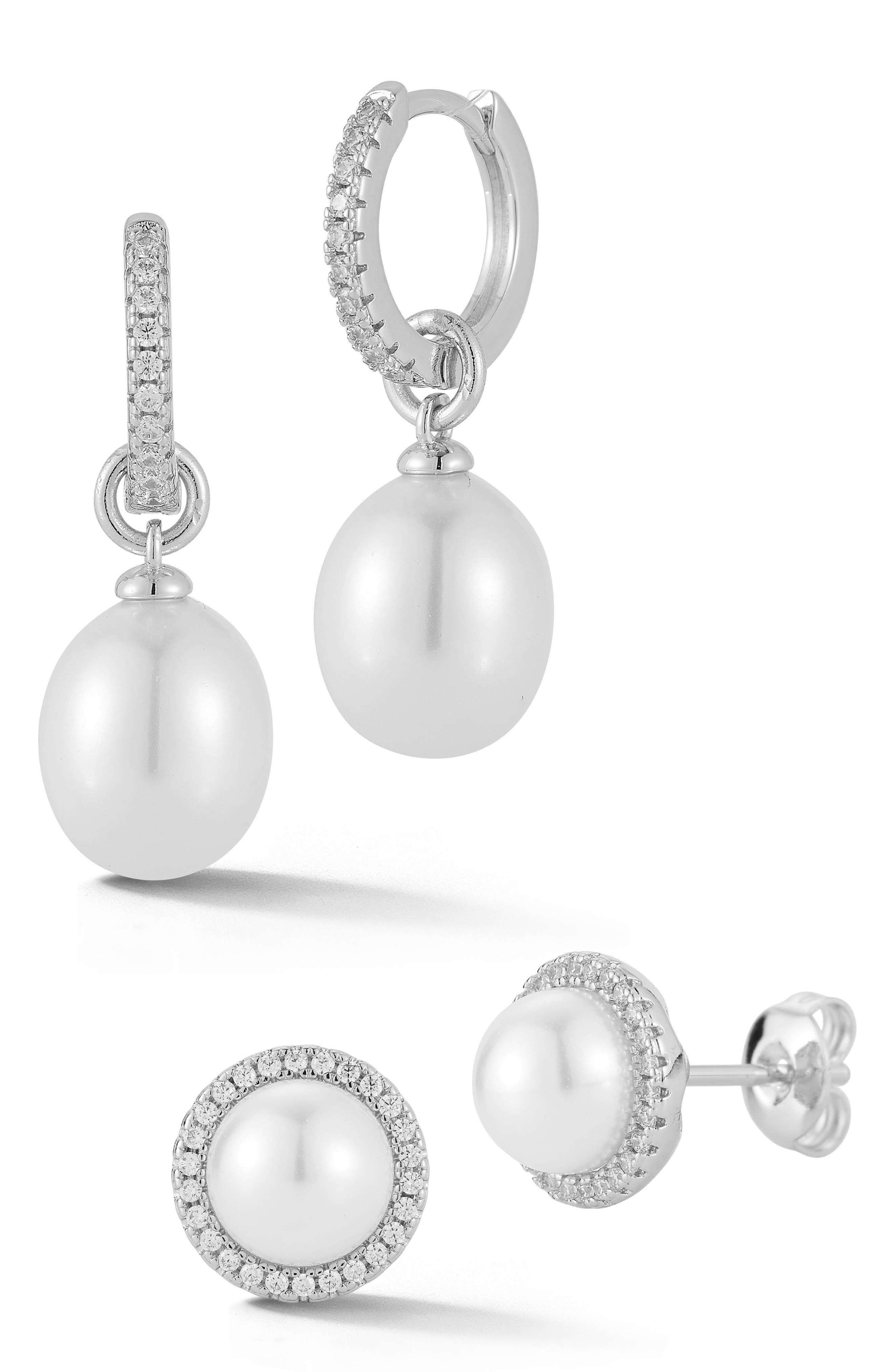 Set of 2 Imitation Pearl Earrings