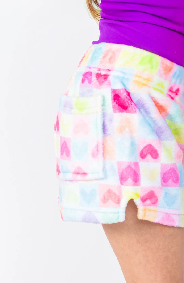 Preppy Goose Love More Plush Lounge Shorts, Alternate, color, Multicolor