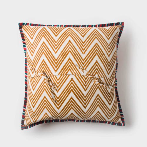 Mela Artisans Zigzag Square Pillow Cover In Yellow