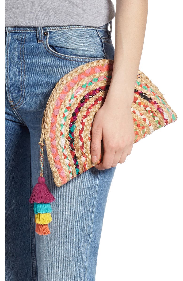 Shiraleah Mirabel Woven Half Moon Clutch, Alternate, color,