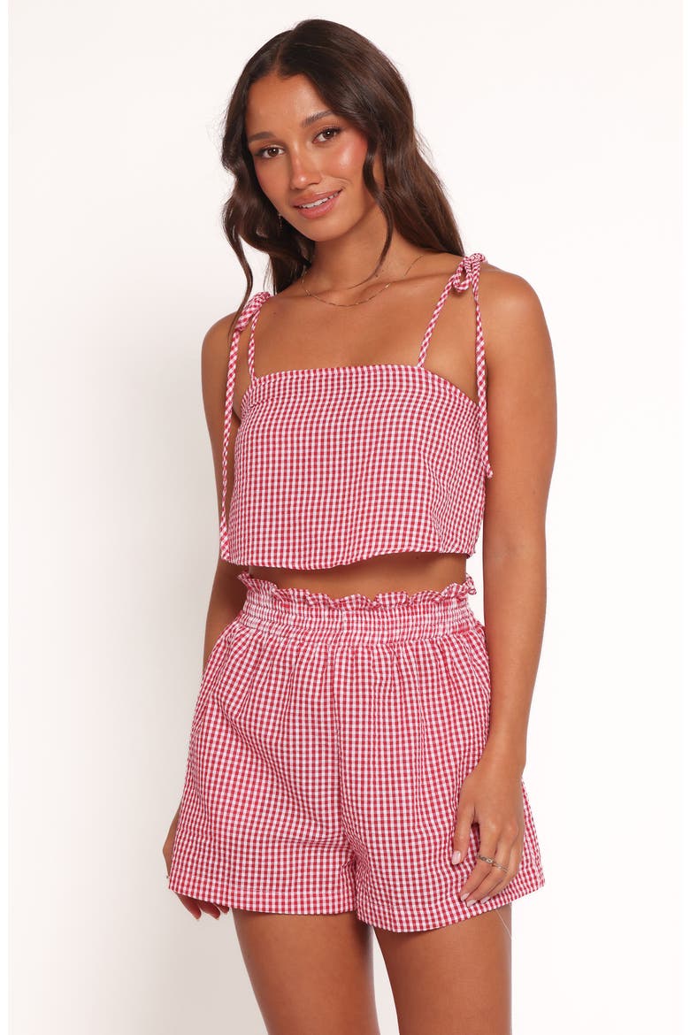 Callum Gingham Crop Camisole & Shorts Set, Alternate, color, RED GINGHAM