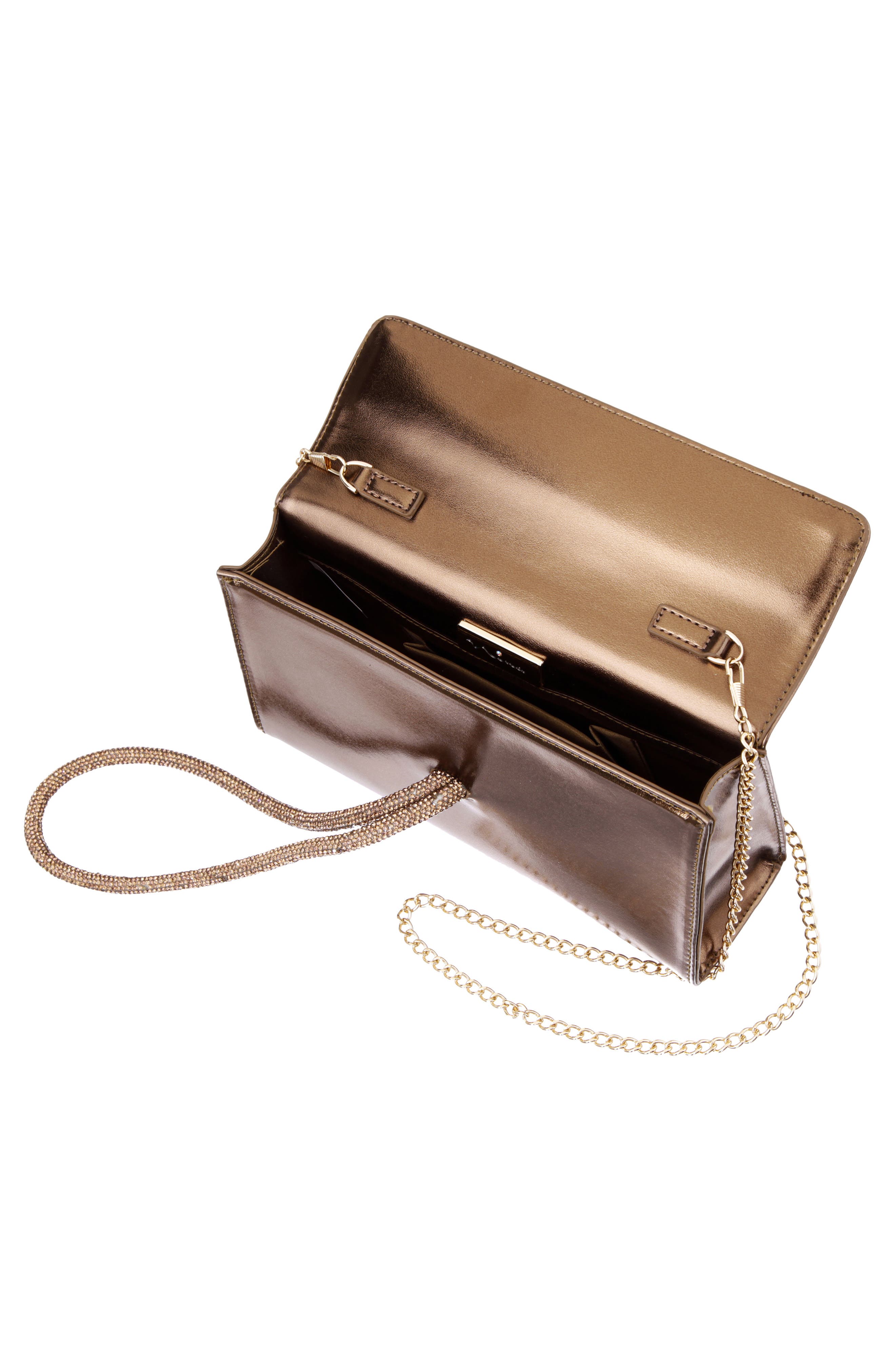 Nina Kaylee Metallic Faux Leather Clutch, Alternate, color, Bronze