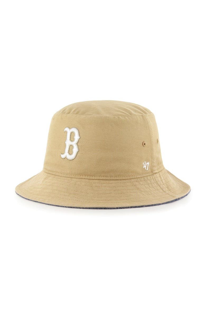 Men's '47 Khaki Boston Red Sox Chambray Ballpark Bucket Hat, Main, color, Khaki