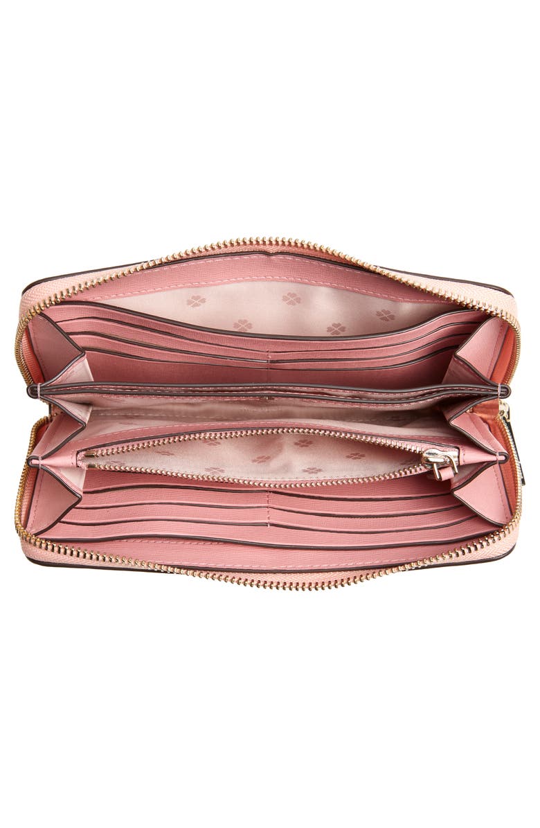 Kate Spade New York spencer falling flower zip around leather continental wallet, Alternate, color, 