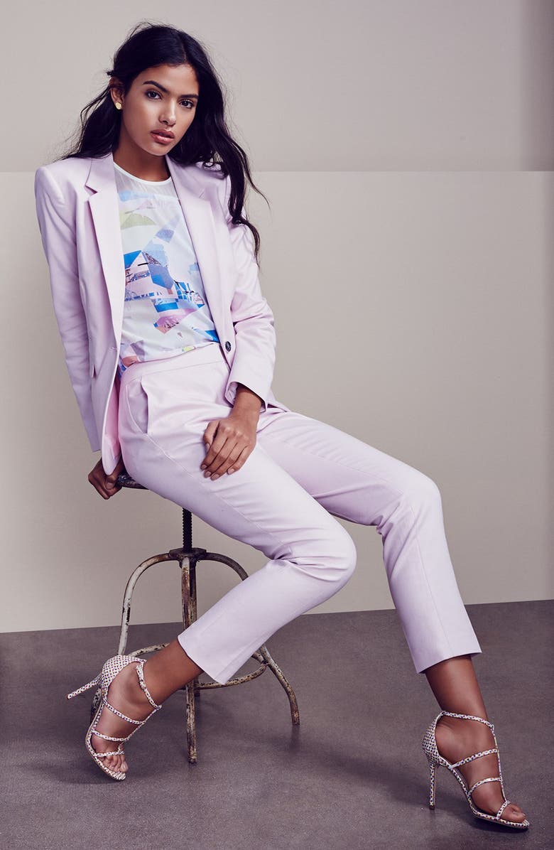 Vince Camuto One-Button Stretch Cotton Blazer, Alternate, color,