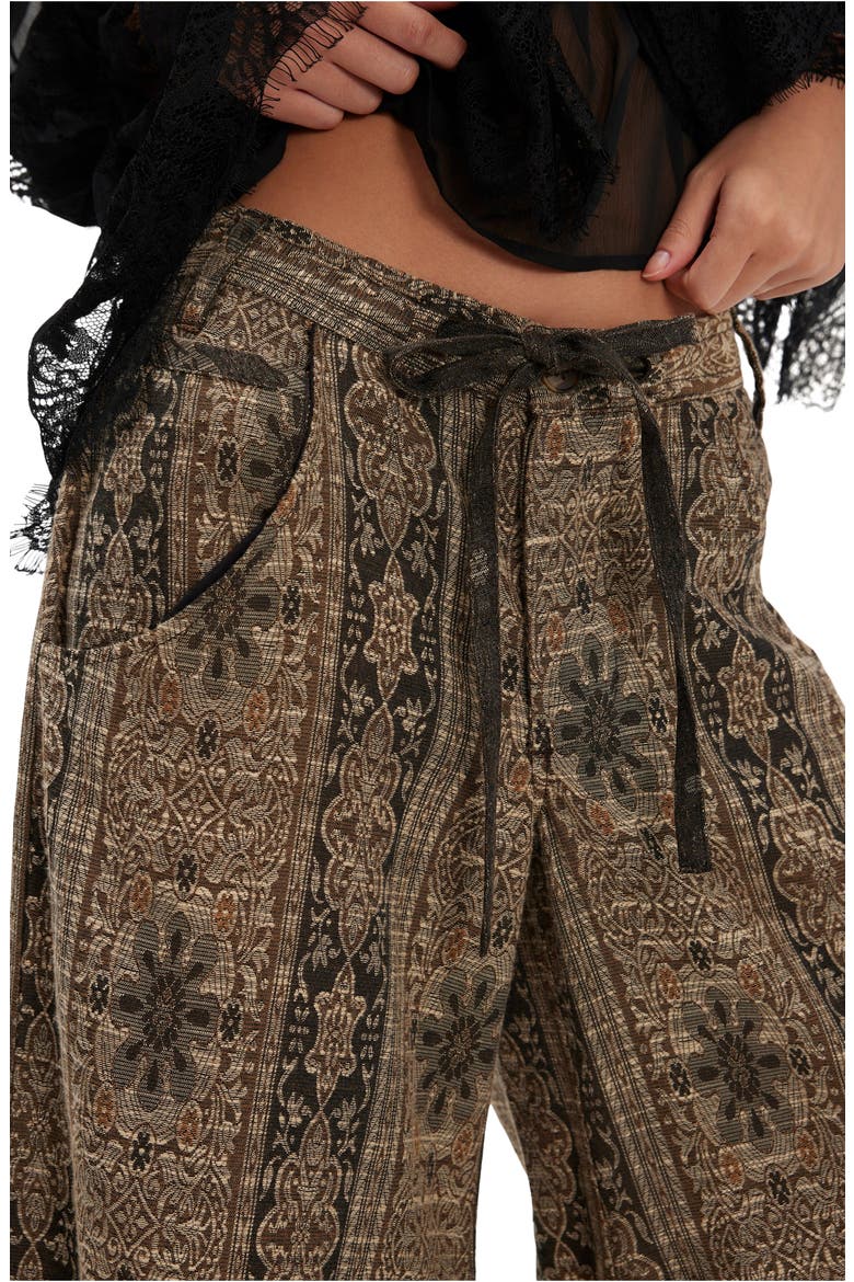 Dahlia Print Wide Leg Pants, Alternate, color, BROWN