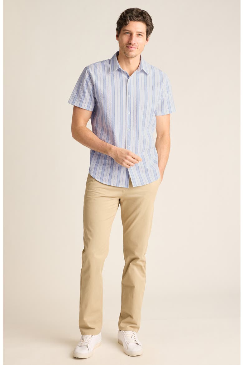 Corentin Stripe Slim Fit Short Sleeve Button-Up Shirt, Alternate, color, BLUE STRIPE
