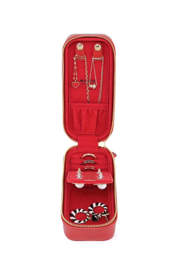 Oblong Genuine Leather Jewelry Box, Alternate, color, Burgundy