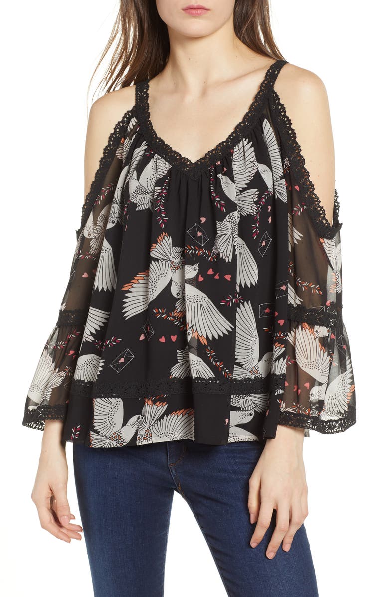 Rebecca Minkoff Deneuve Cold Shoulder Top, Main, color, 