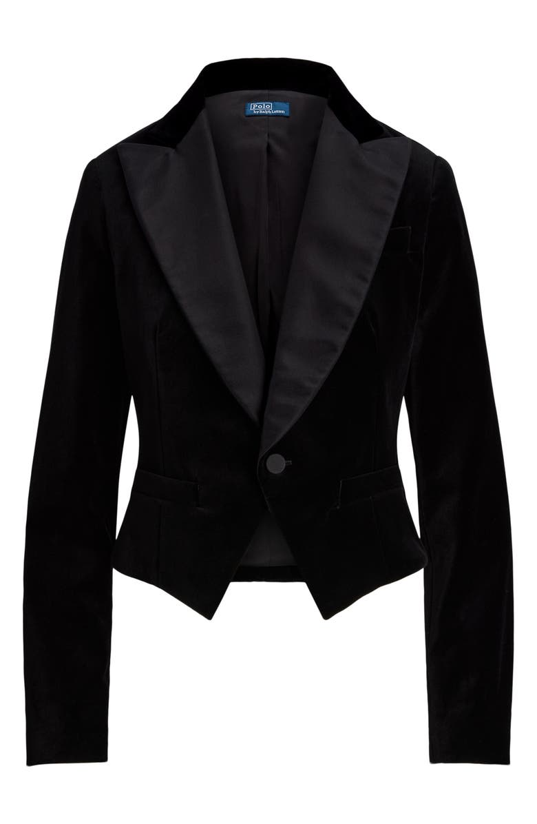 Polo Ralph Lauren Single Breasted Mulberry Silk Lapel Velvet Crop Blazer, Alternate, color, 