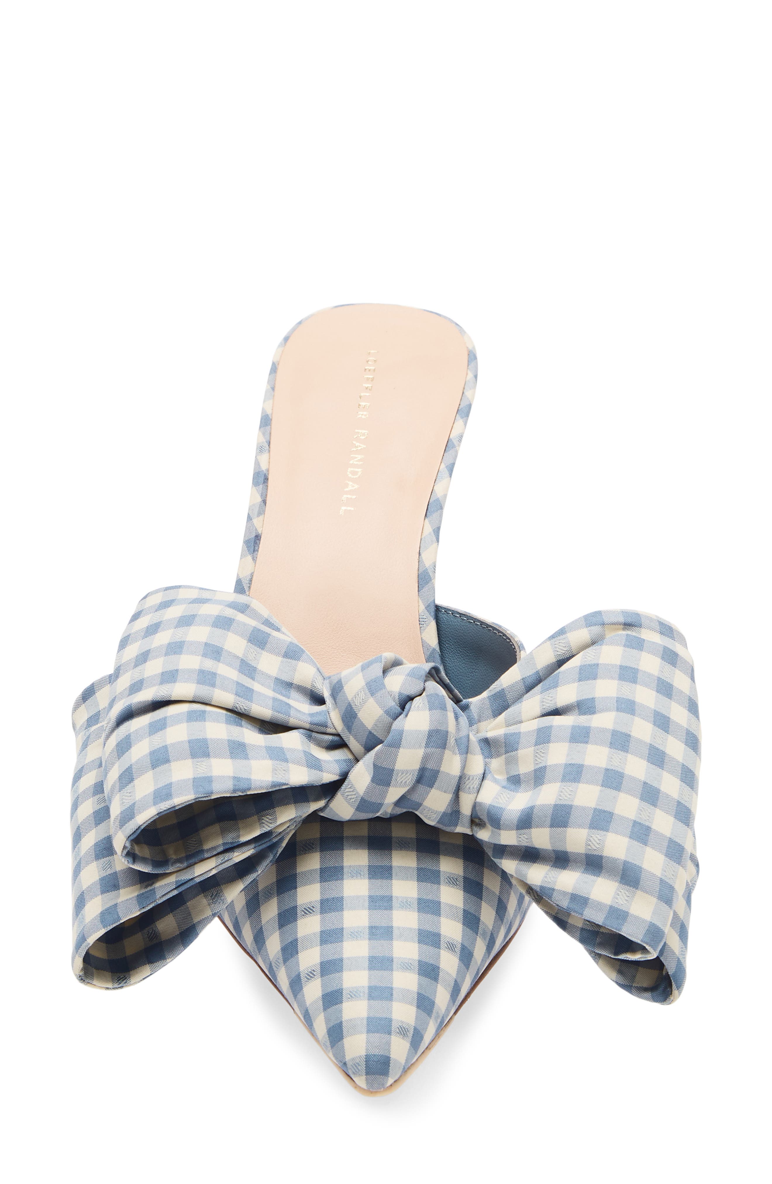 Loeffler Randall Margot Bow Mule, Alternate, color, Blue Gingham