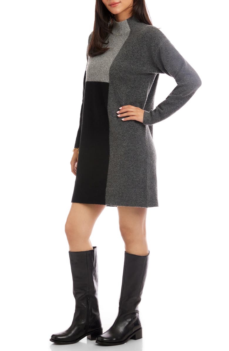 Karen Kane Colorblock Long Sleeve Sweater Dress, Alternate, color,