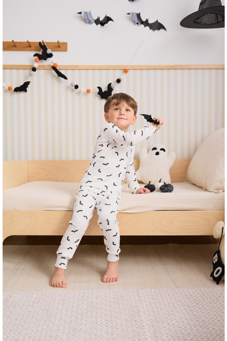 Kids' Cotton Rib Pajamas, Alternate, color, OFF WHITE