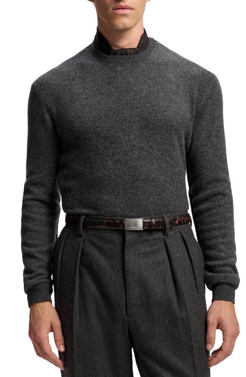 Bird's Eye Cashmere Crewneck Sweater