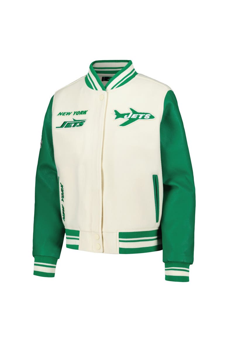 Women's Pro Standard  Cream New York Jets Retro Classic Vintage Full-Zip Varsity Jacket, Alternate, color, Cream