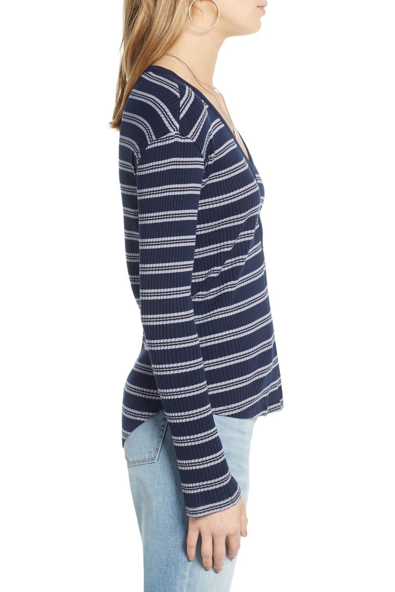 Ribbed Henley Top, Alternate, color, NAVY MARITIME MARLA STRIPE